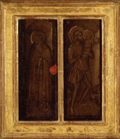 Achterzijde van Heiligen Jacobus, Antonius Abt, Franciscus en Ansanus, c.1385-90 door Master of Panzano